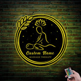 Custom Massage Therapist Metal Wall Art Led Light Personalized Therapist Spa Name Sign Home Decor Massage Therapy Decoration Birthday Gift